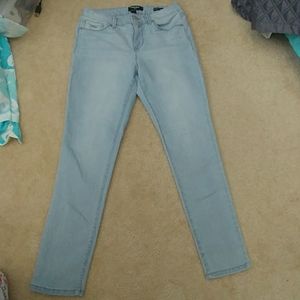 Nine West Light Washed Striped Skinny Ankle Jeans